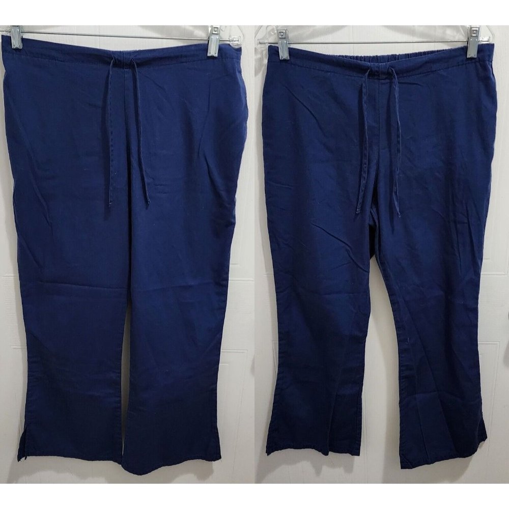x2 Cherokee Workwear Pull On Scrub Pants Style 4101P Solid Navy Blue Size Small